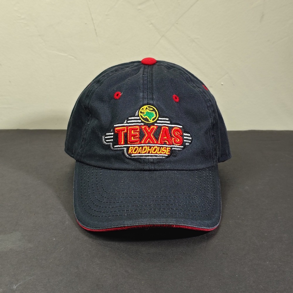 Texas Roadhouse Hat Cap Strap Back Black Cotton Baseball Logo